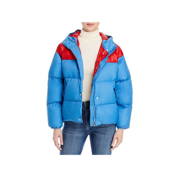 RAG & BONE Womens Blue Zippered Pocketed Hooded Puffer Winter Jacket Coat XS - Picture 1 of 2